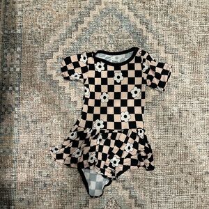Checkered Floral Baby Romper bamboo